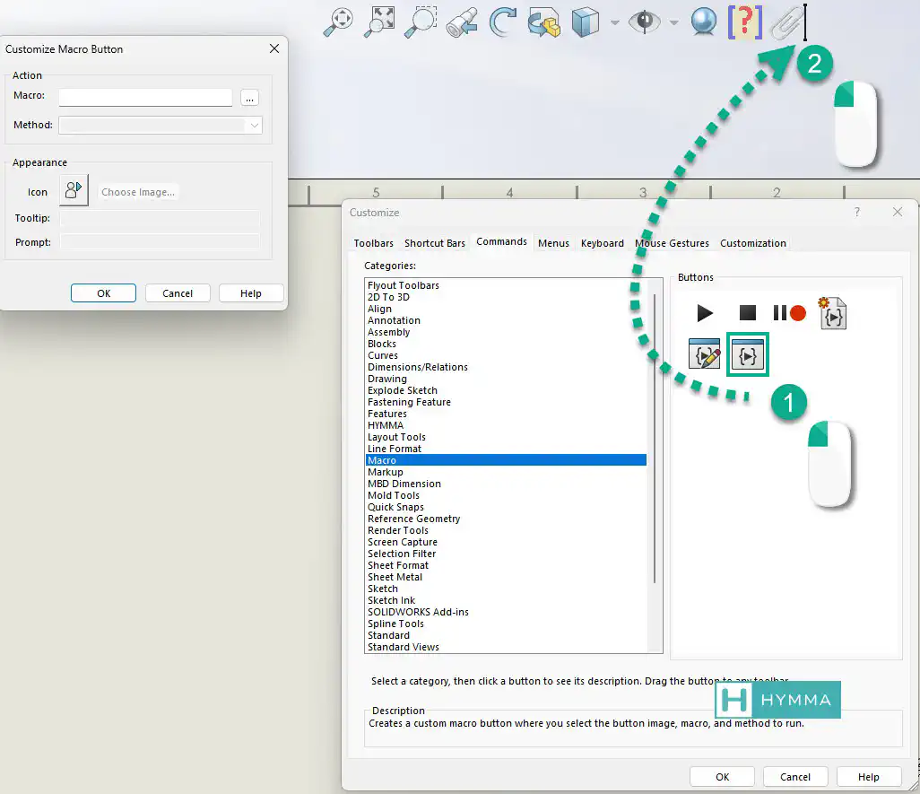 Assign A Button To A Macro In Solidworks Assign A Button To A Macro In Solidworks